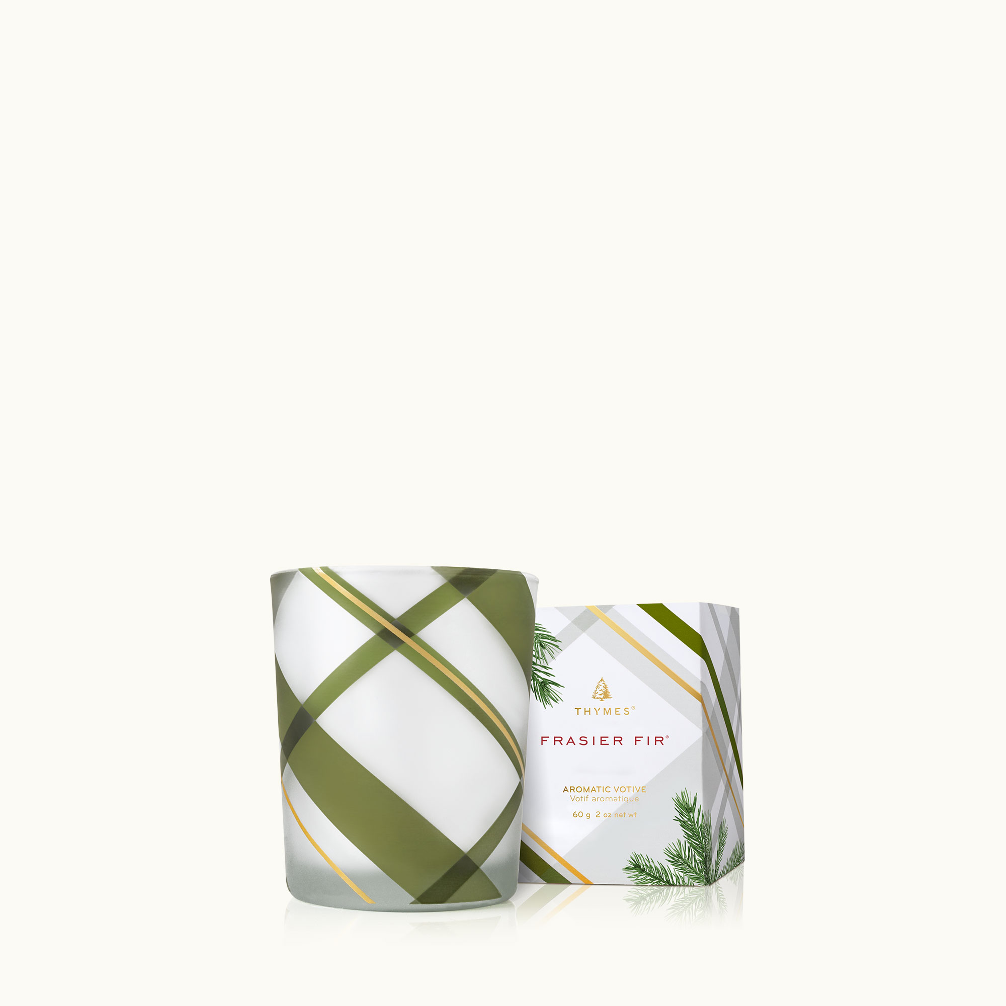 Thymes Frasier Frosted Plaid Medium Poured Candle – 10 oz