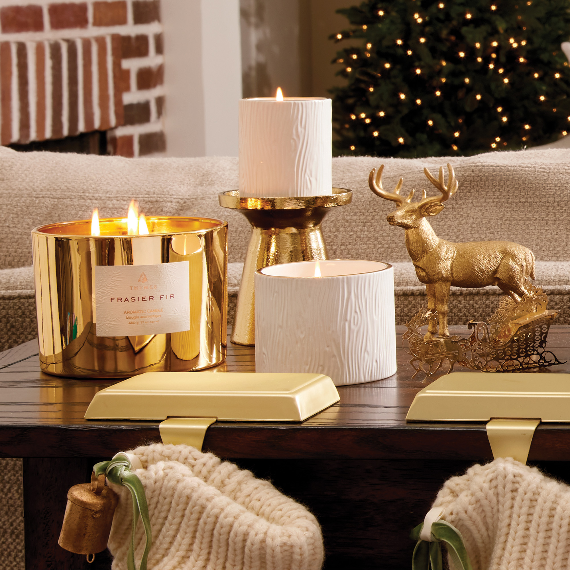 Thymes - Gold 3-Wick Candle - Frasier Fir